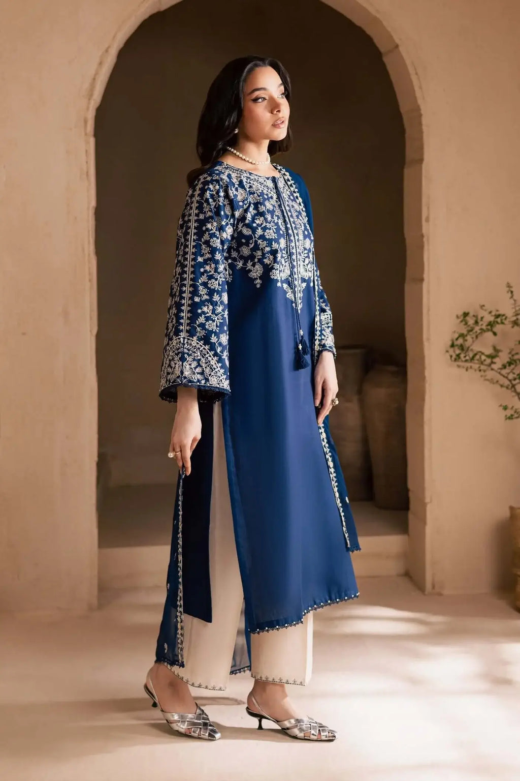 3 Piece Unstitched Heavy Embroidered Lawn Suit with Heavy Embroidered Chiffon Dupatta