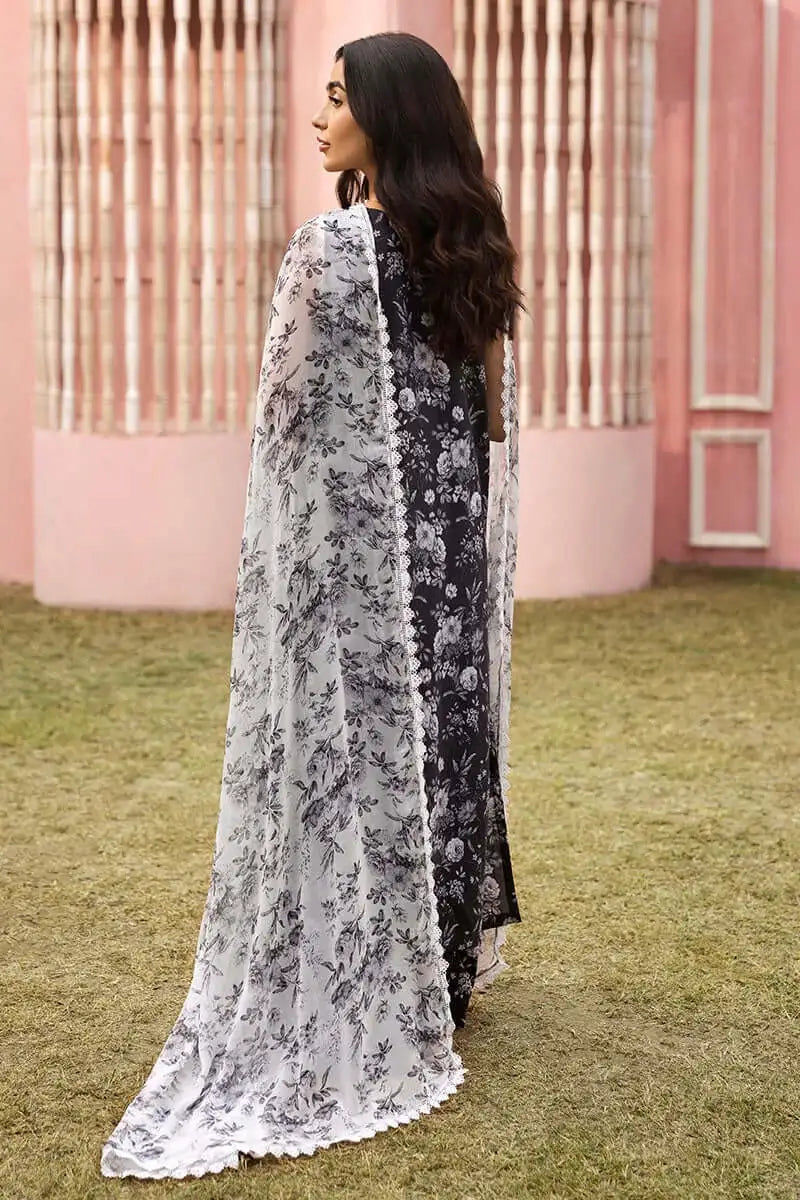 3 Piece Unstitched Embroidered Lawn Suit with Fine Printed Crinkle Chiffon Dupatta