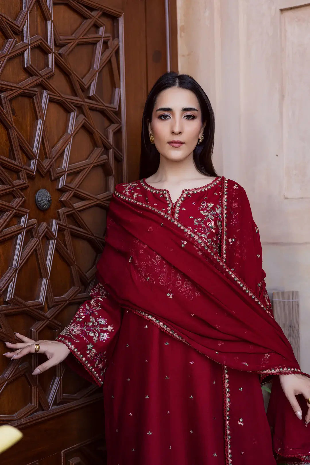 3 Piece Unstitched Heavy Embroidered Lawn Suit with Heavy Embroidered Chiffon Dupatta