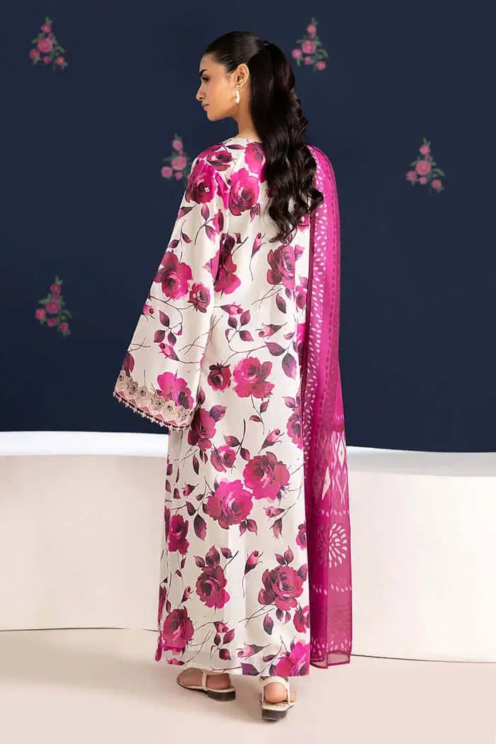 3 Piece Unstitched Printed Embroidered Lawn Suit with Printed Lawn Dupatta