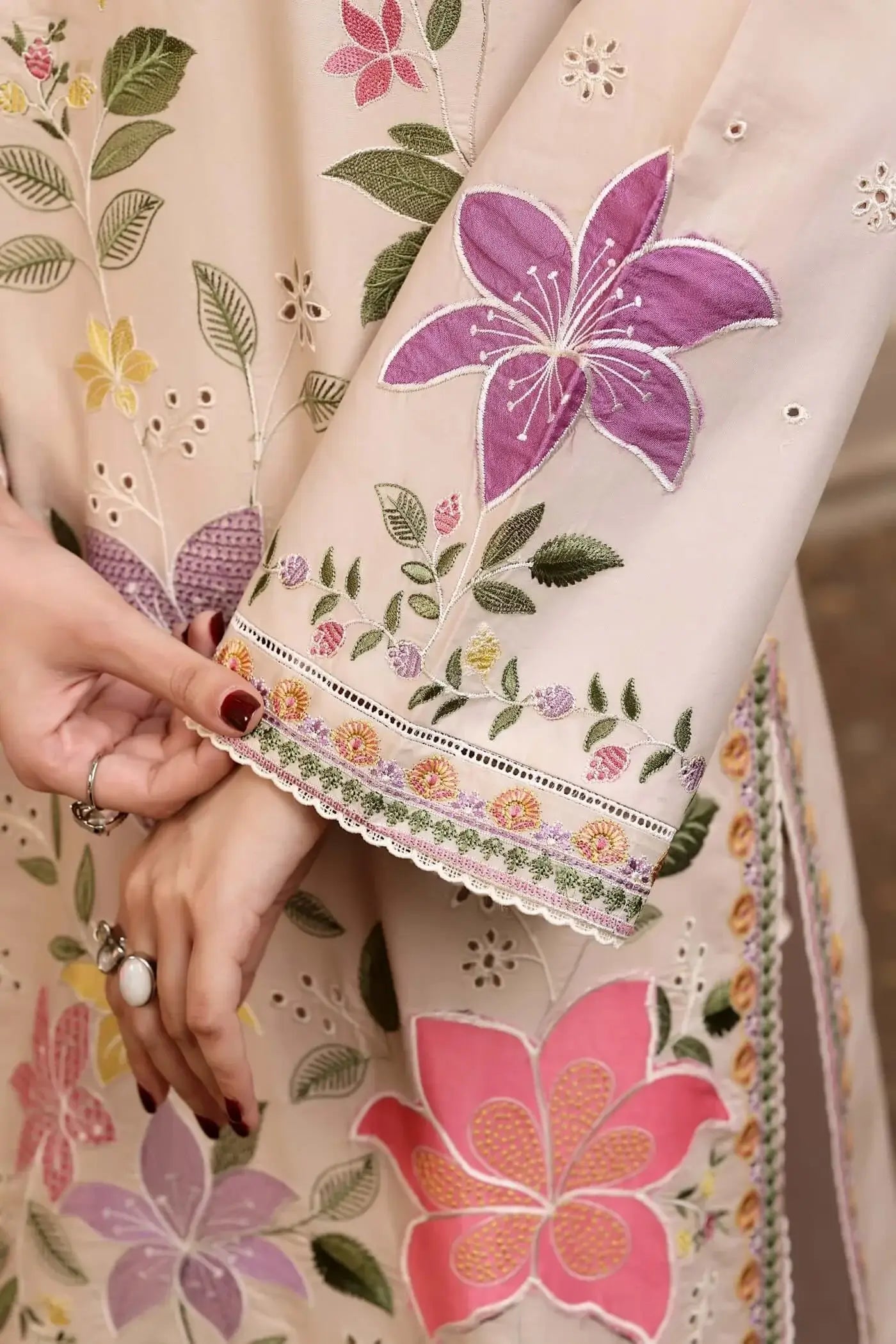3 Piece Unstitched Heavy Embroidered Lawn Suit with Fine Printed Poly Lawn Dupatta
