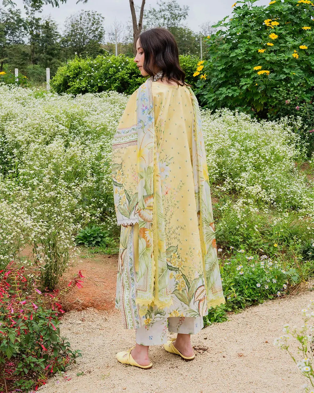 3 Piece Unstitched Printed Embroidered Lawn Suit with Printed Lawn Dupatta