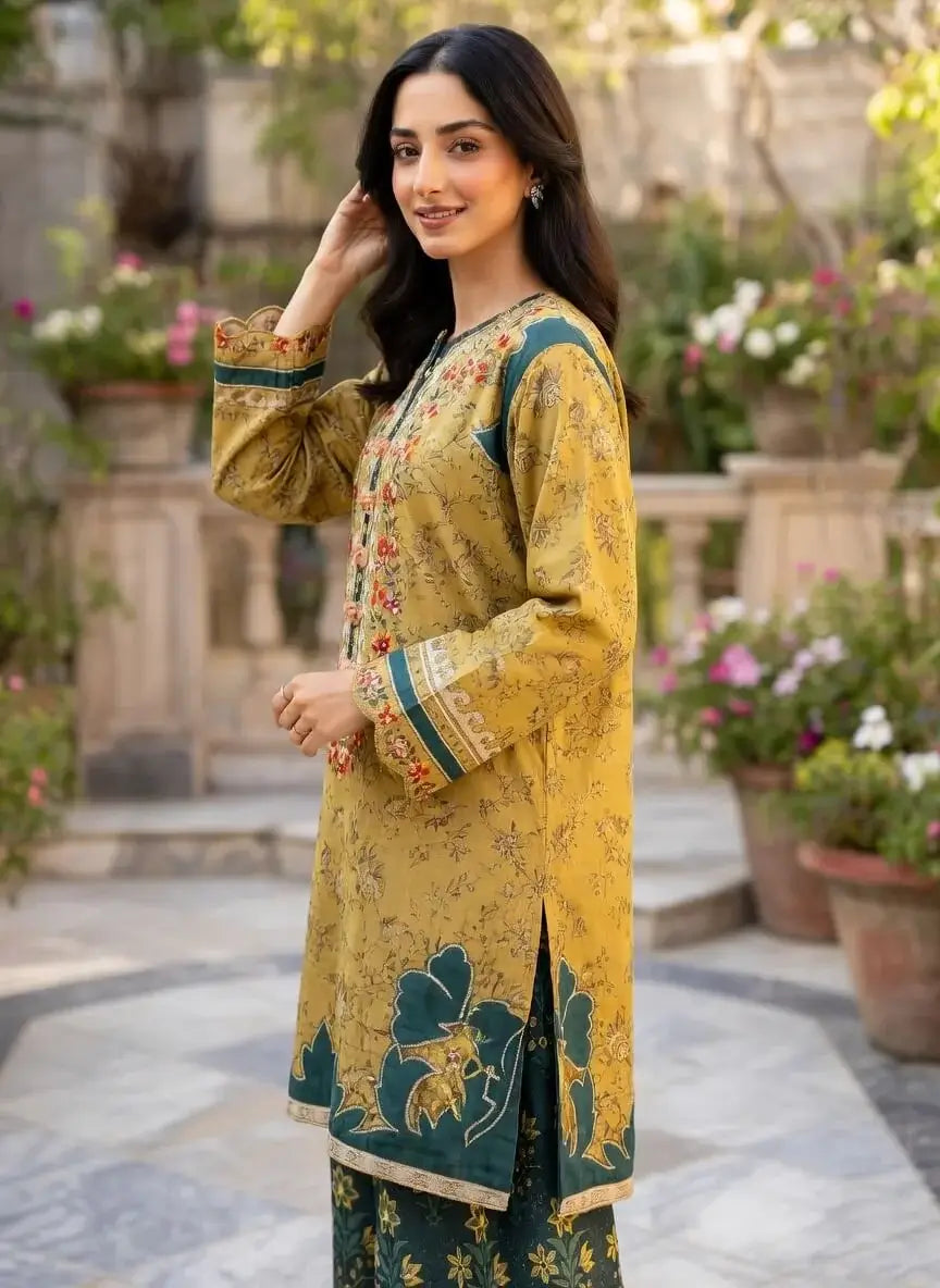 2 Piece Unstitched Embroidered Lawn Suit