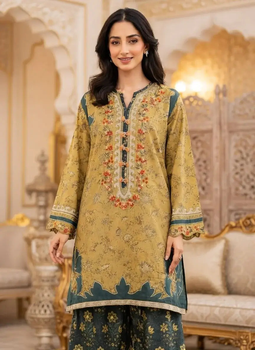 2 Piece Unstitched Embroidered Lawn Suit