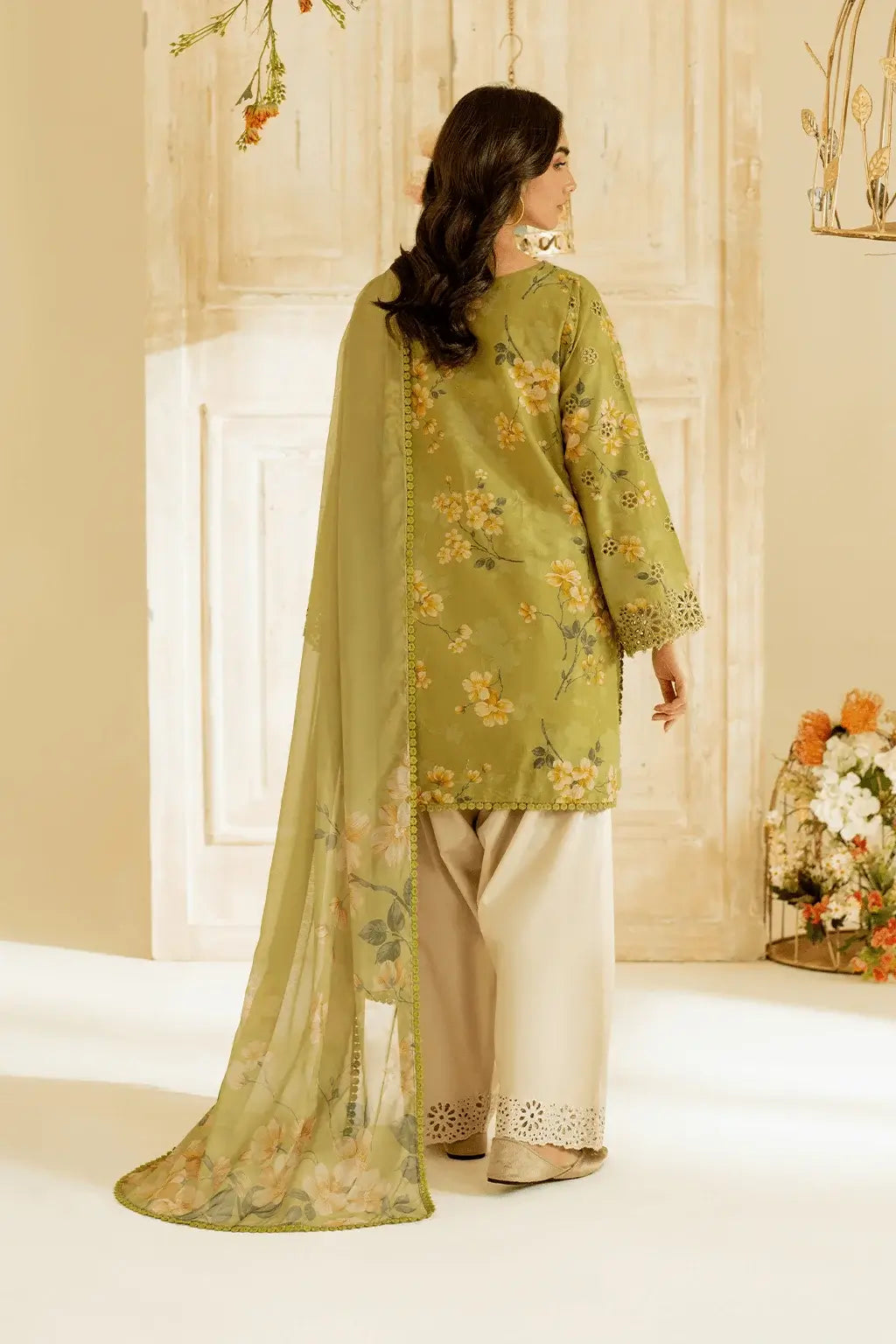 3 Piece Unstitched Printed Embroidered Lawn Suit with Printed Lawn Dupatta