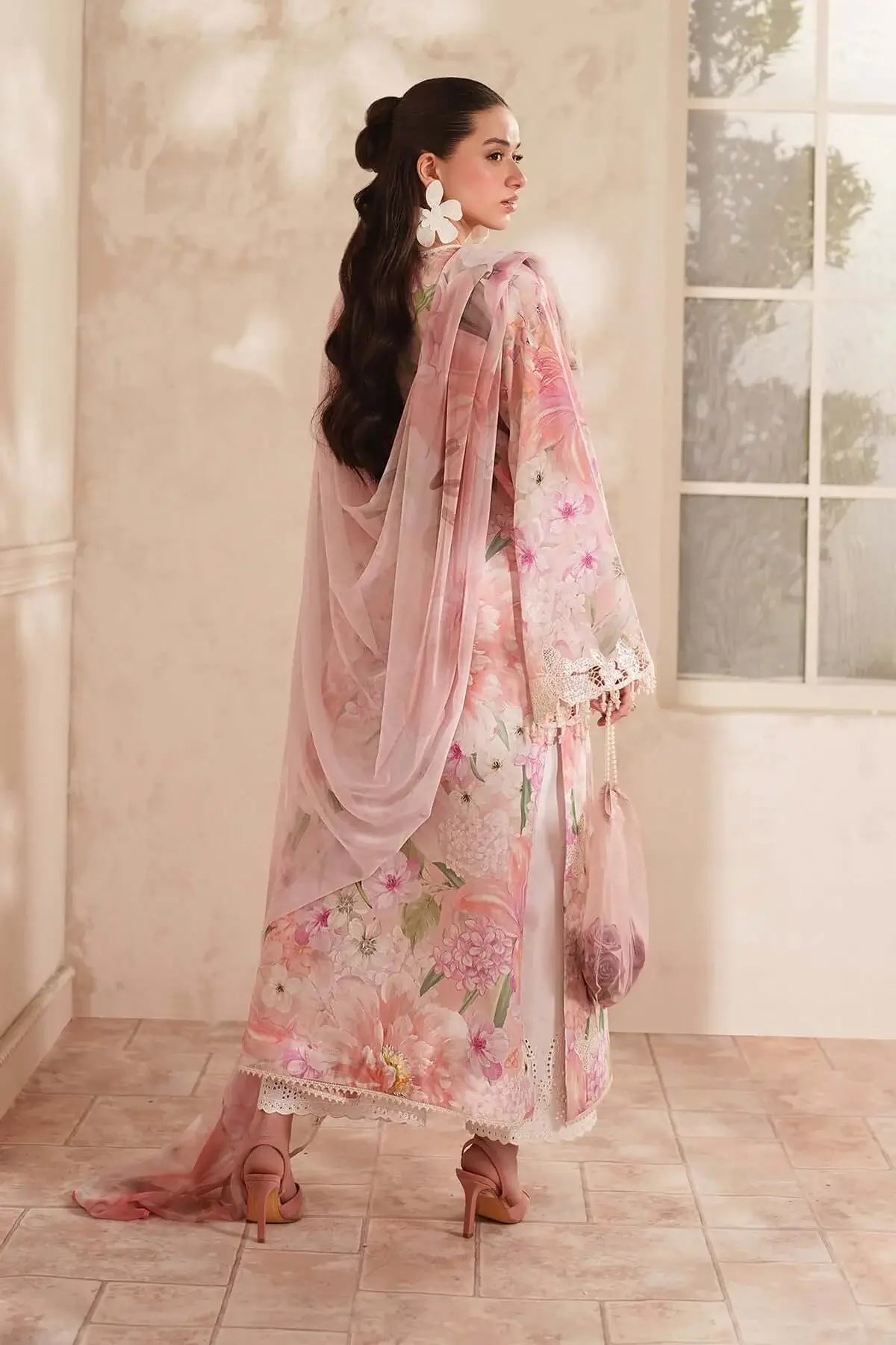 3 Piece Unstitched Embroidered Lawn Suit with Printed Lawn Dupatta