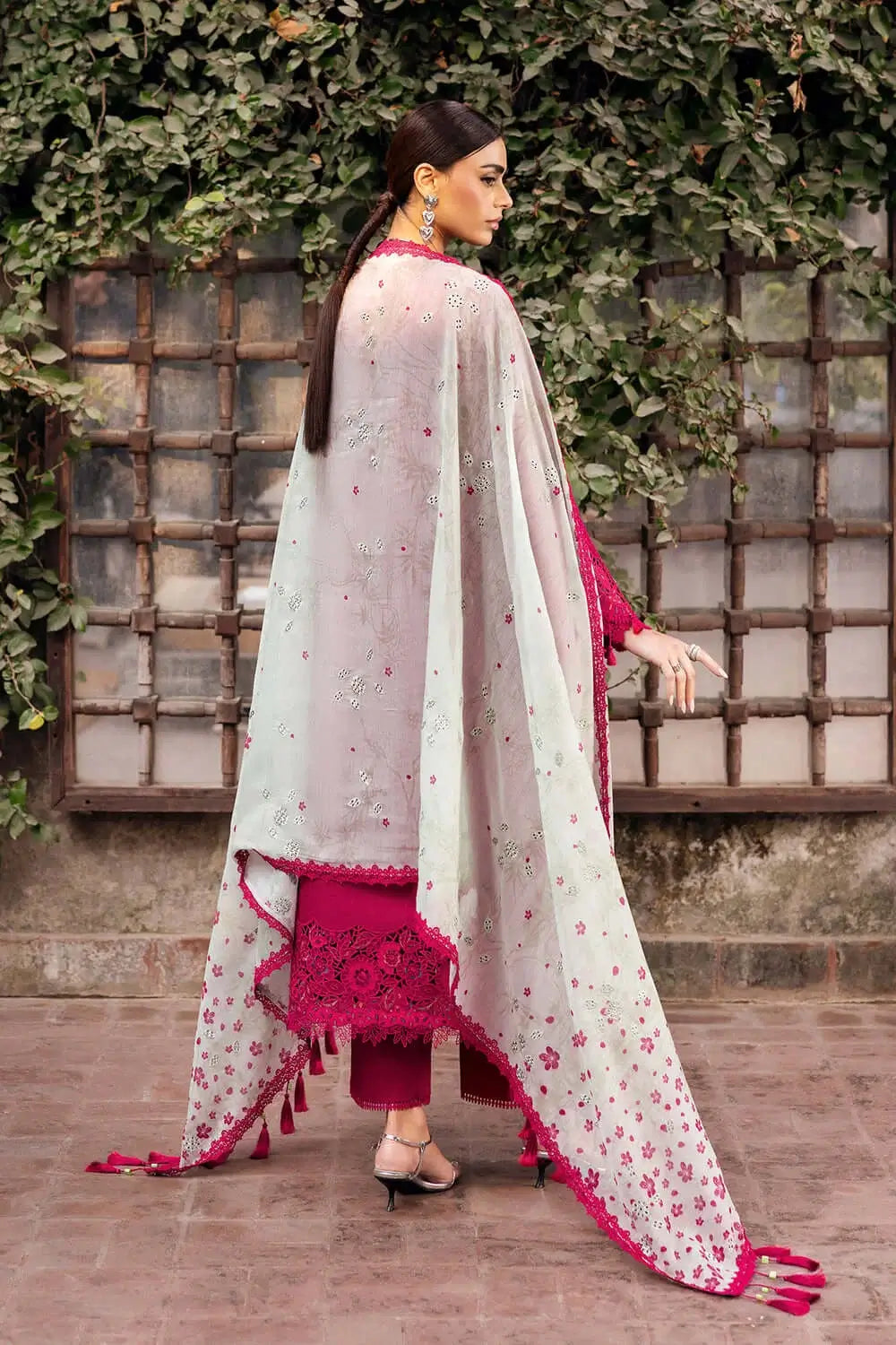 3 Piece Unstitched Heavy Embroidered Chickan Kari Lawn Suit with Fine Printed Monaar Dupatta