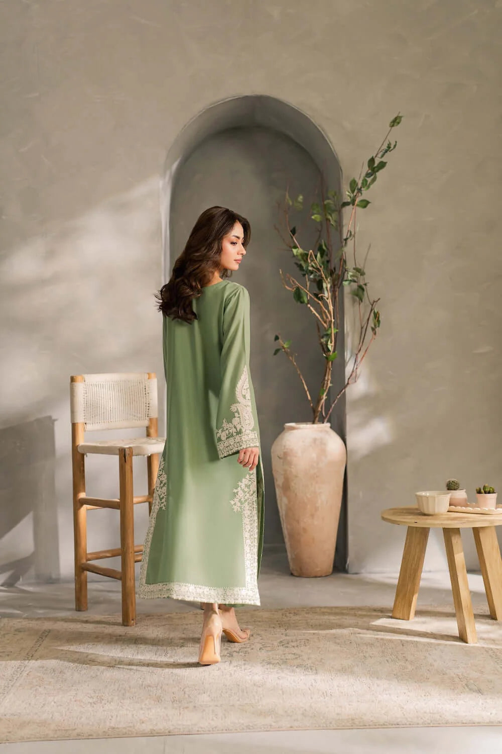 3 Piece Unstitched Heavy Embroidered Lawn Suit with Plain Bamber Chiffon Dupatta