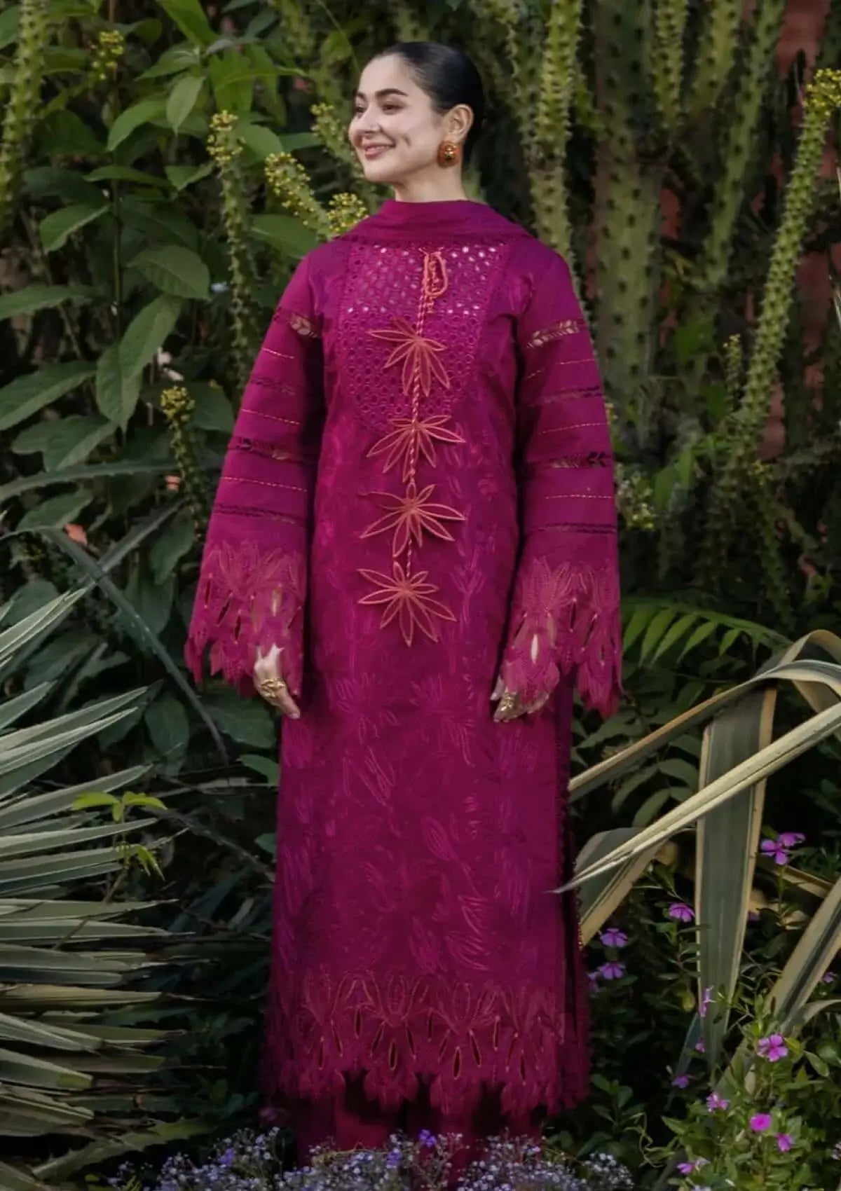 3 Piece Unstitched Heavy Embroidered Chickan Kari Lawn Suit with Four-sided Embroidered Lawn Dupatta
