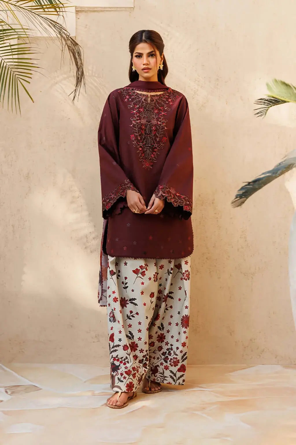 3 Piece Unstitched Printed Embroidered Lawn Suit with Printed Lawn Dupatta