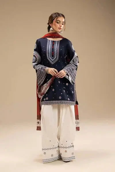 3 Piece Unstitched Heavy Embroidered Lawn Suit with Printed Lawn Dupatta