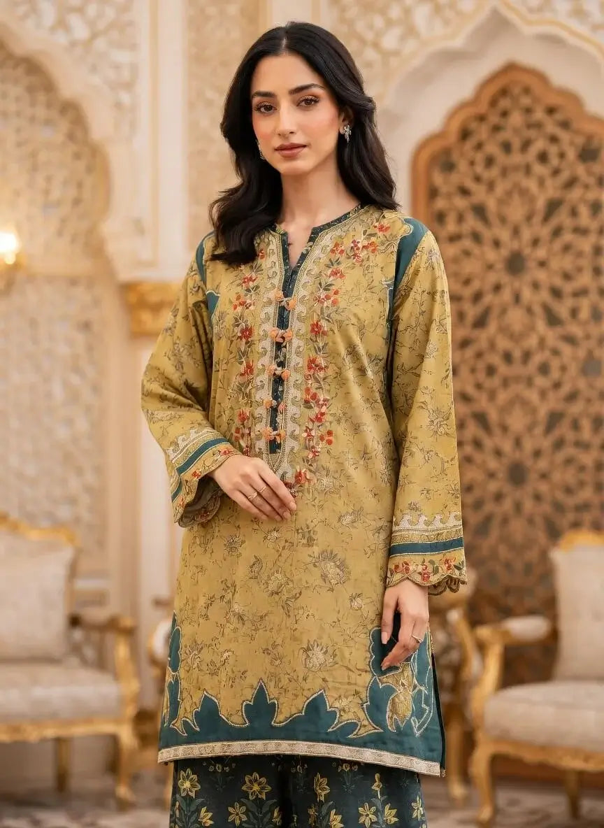 2 Piece Unstitched Embroidered Lawn Suit
