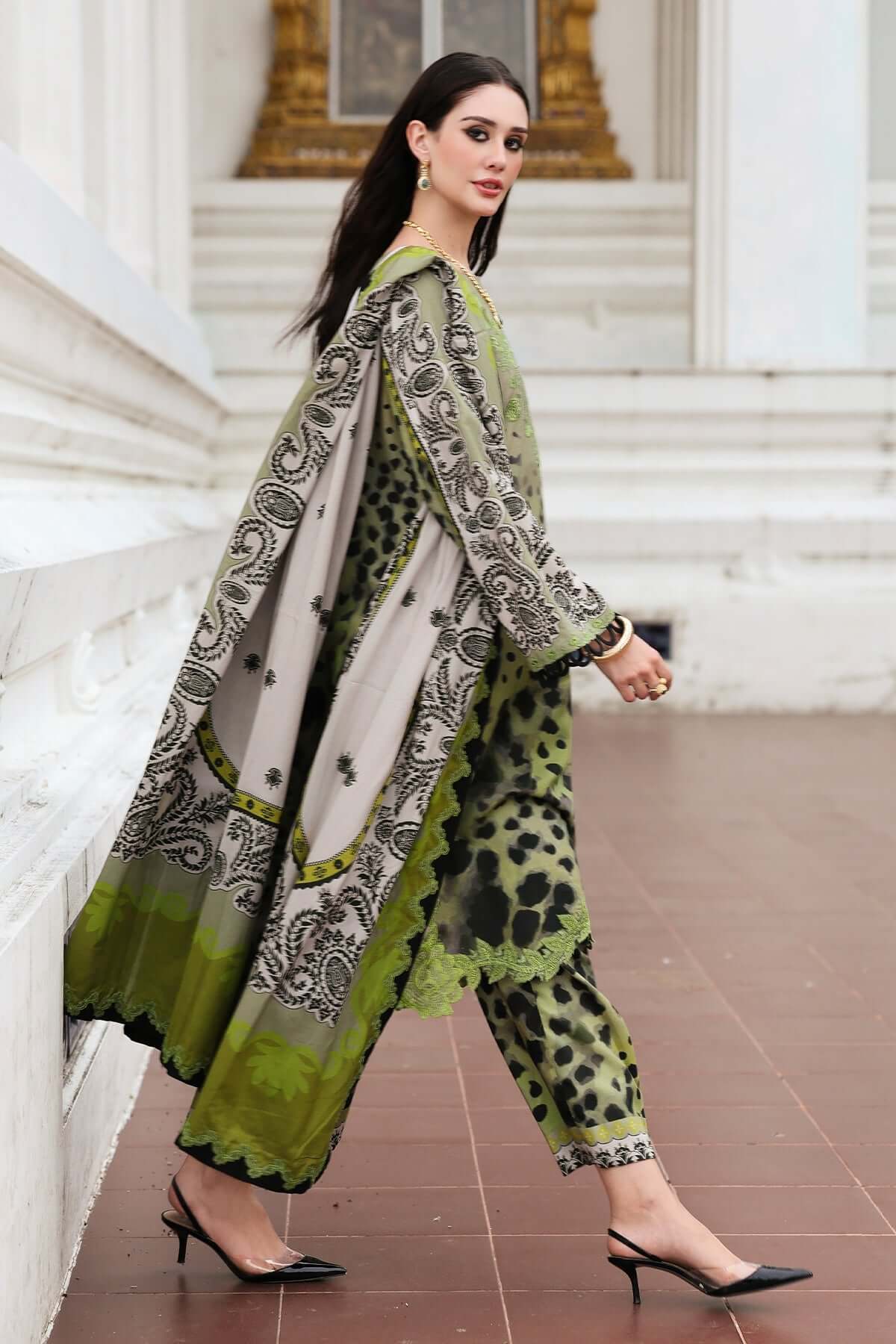 3 Piece Unstitched Embroidered Khaddar Suit with Printed Khaddar Shawl