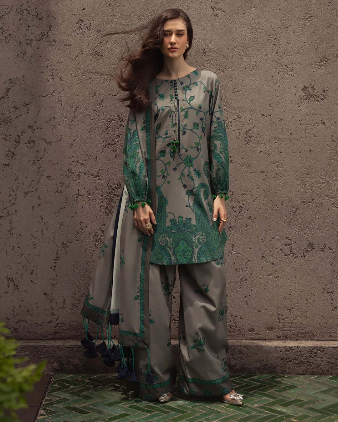 3 Piece Unstitched Digital Printed Khaddar Suit with Printed Khaddar Shawl