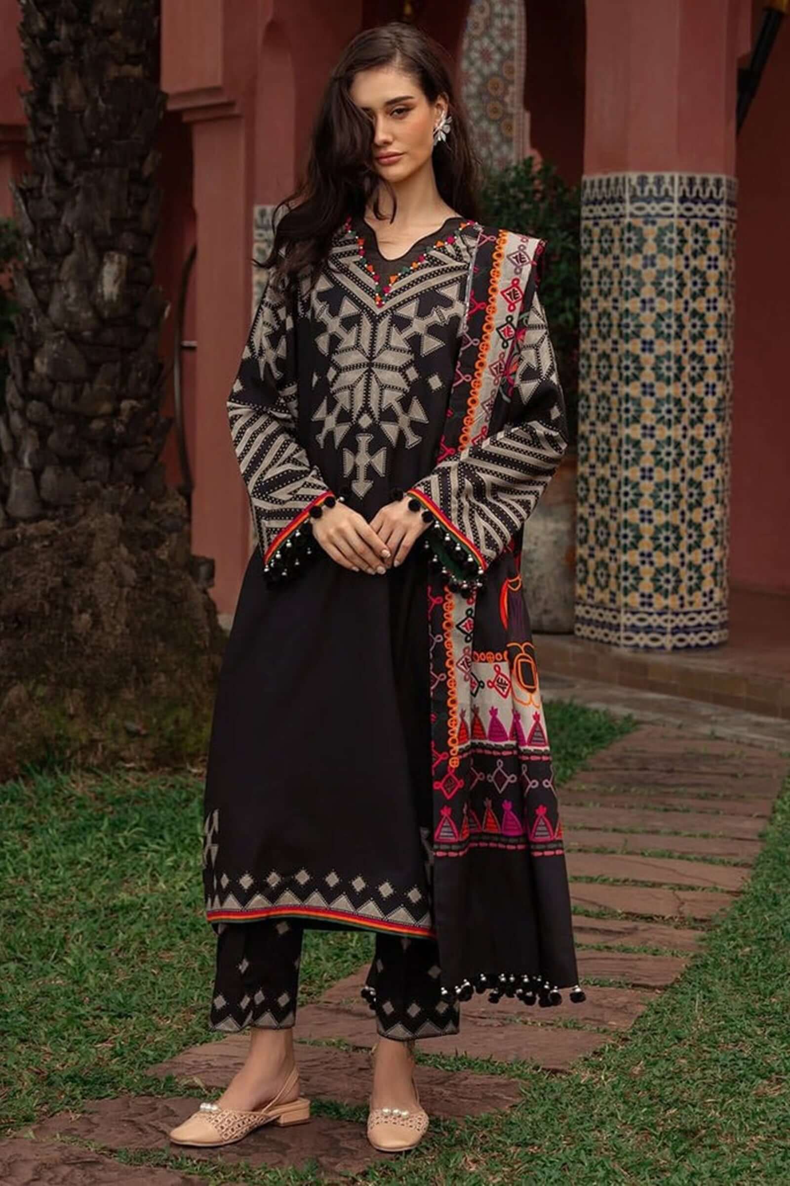 3 Piece Unstitched Digital Printed Khaddar Suit with Printed Khaddar Shawl