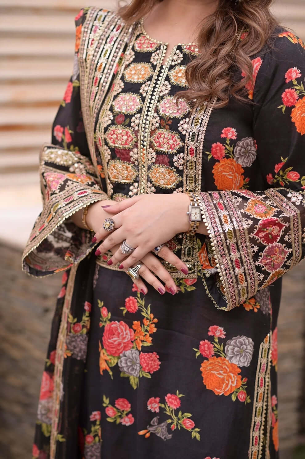 3 Piece Unstitched Heavy Embroidered Shamoz Silk Suit with Embroidered Turbolight 3 Piece Unstitched Heavy Embroidered Shamoz Silk Suit with Embroidered Turbolight