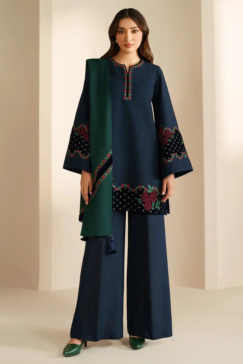 Dhan Design 3 Piece Unstitched Heavy Embroidered Dhanak Suit with Embroidered Dhan ...