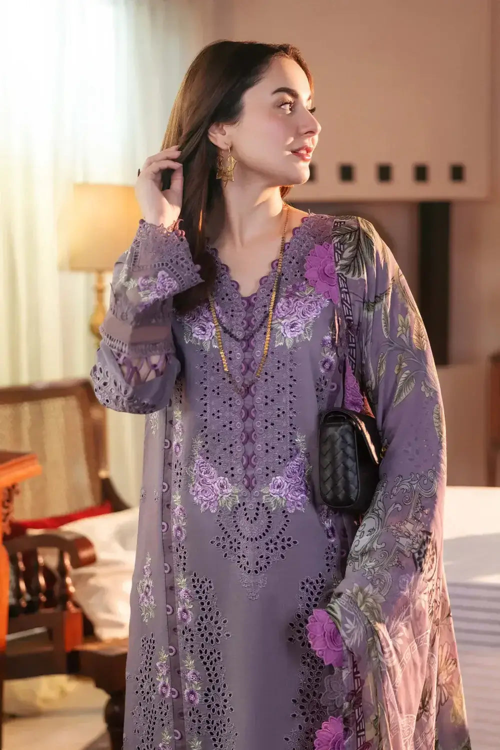 3 Piece Unstitched Heavy Embroidered Dhanak Suit with Printed Woolen Shawl