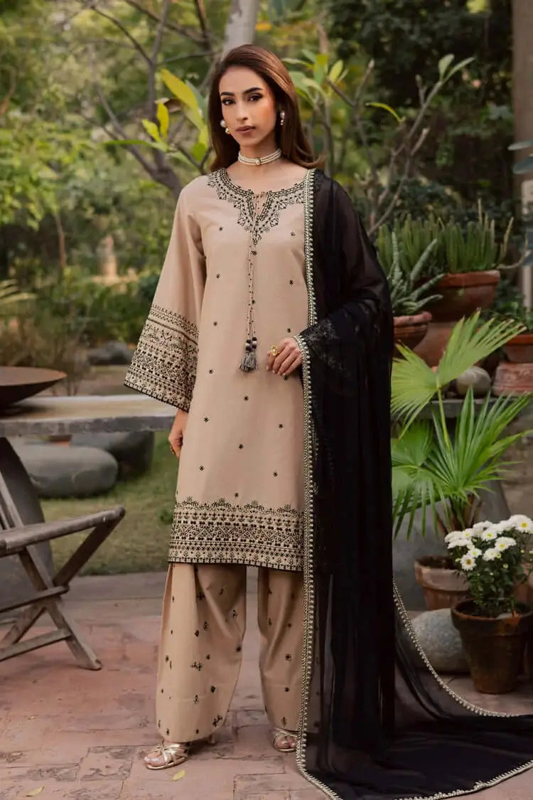 3 Piece Unstitched Heavy Embroidered Dhanak Suit with Heavy Embroidered Dhanak Wool Shawl