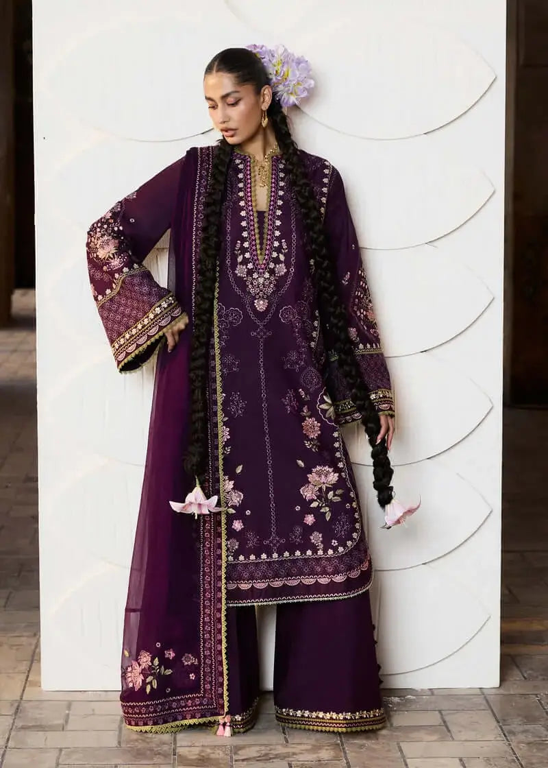 3 Piece Unstitched Heavy Embroidered Dhanak Suit with Four-sided Embroidered Dhanak Wool Shawl