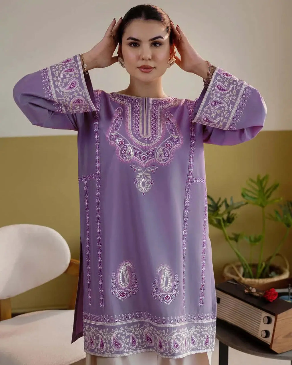 2 Piece Unstitched Heavy Embroidered Dhanak Suit