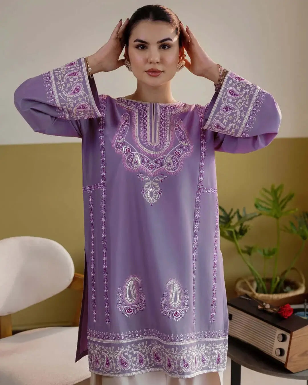 2 Piece Unstitched Heavy Embroidered Dhanak Suit