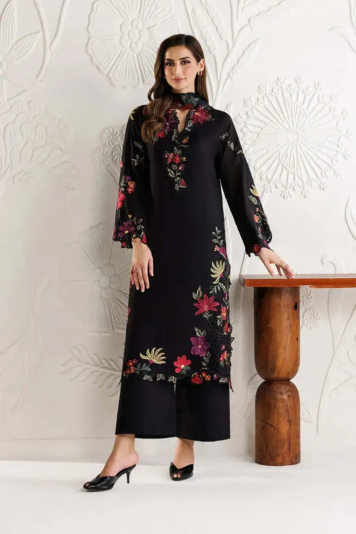 3 Piece Unstitched Heavy Embroidered Dhanak Suit with Printed Woolen Shawl
