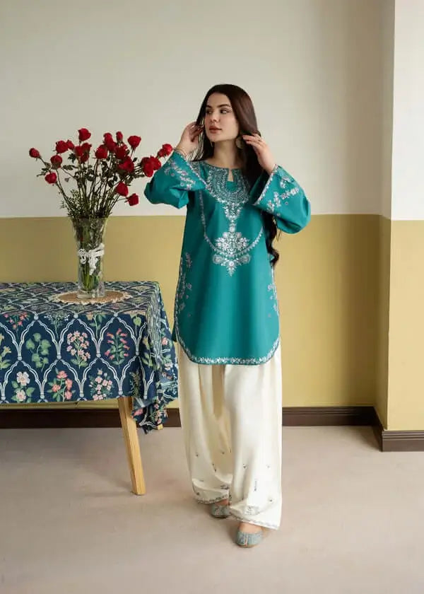 2 Piece Unstitched Heavy Embroidered Dhanak Suit