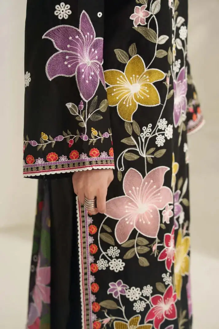 3 Piece Unstitched Heavy Embroidered Dhanak Suit with Printed Woolen Shawl