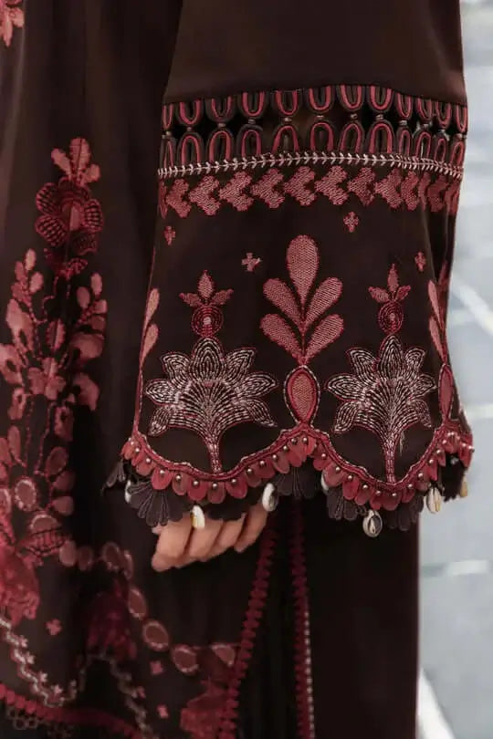 3 Piece Unstitched Heavy Embroidered Dhanak Suit with Printed Woolen Shawl