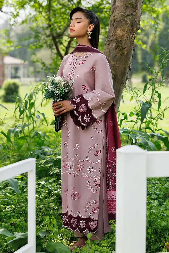 3 Piece Unstitched Heavy Embroidered Dhanak Suit with Printed Woolen Shawl