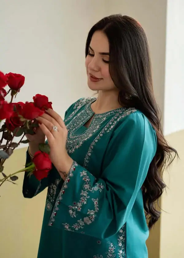 2 Piece Unstitched Heavy Embroidered Dhanak Suit