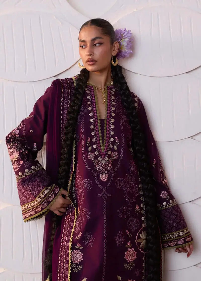 3 Piece Unstitched Heavy Embroidered Dhanak Suit with Four-sided Embroidered Dhanak Wool Shawl
