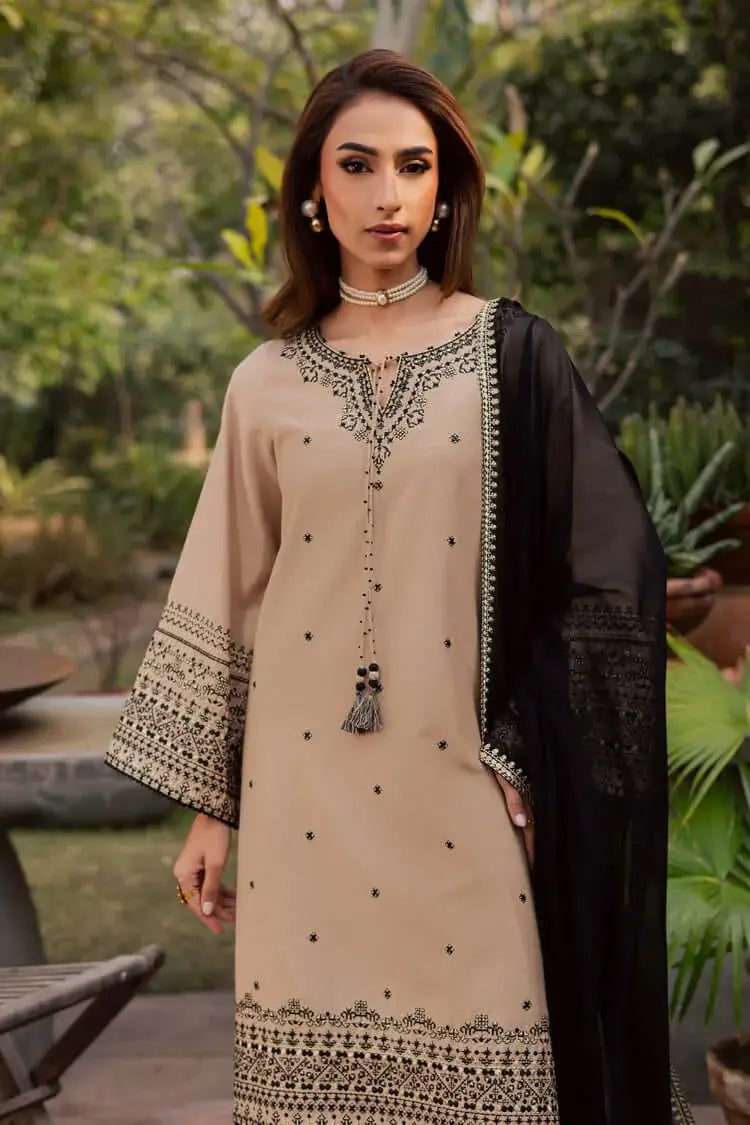 3 Piece Unstitched Heavy Embroidered Dhanak Suit with Heavy Embroidered Dhanak Wool Shawl