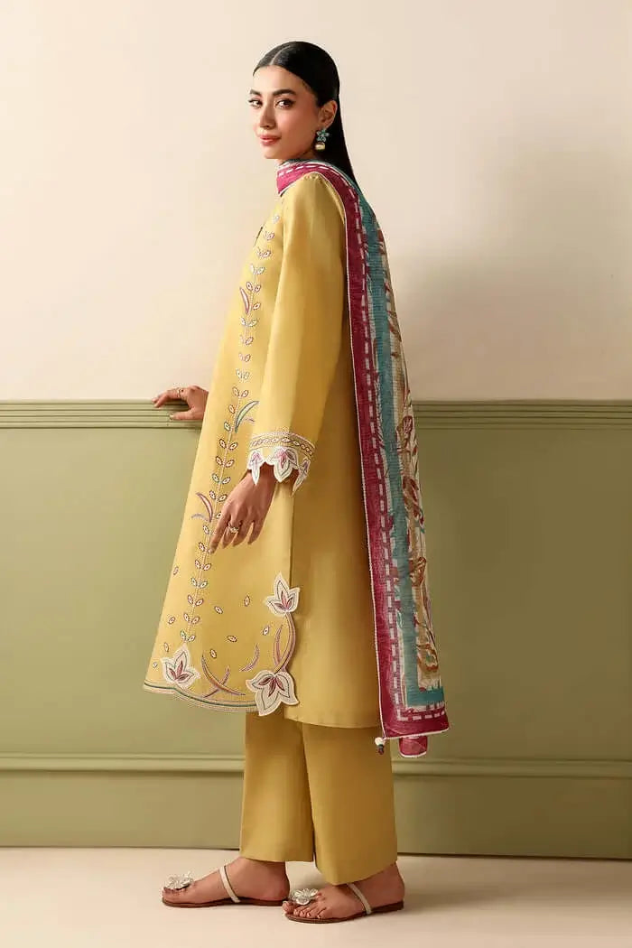 3 Piece Unstitched Heavy Embroidered Dhanak Suit with Printed Woolen Shawl