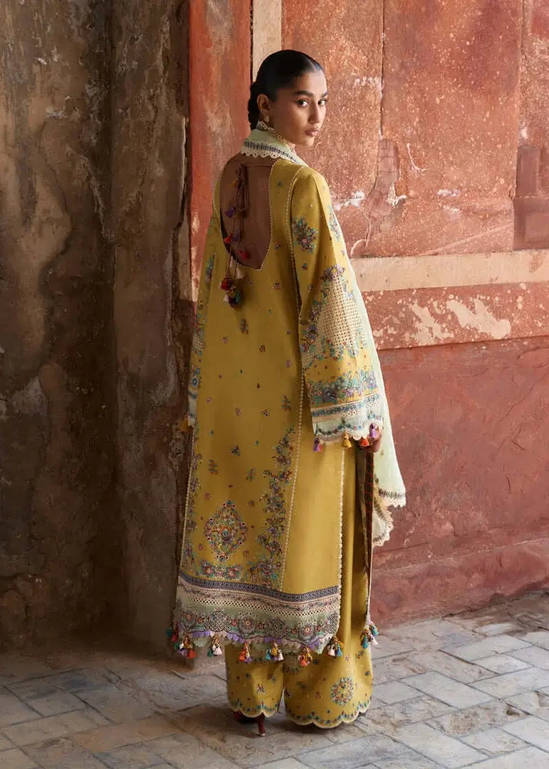 3 Piece Unstitched Heavy Embroidered Dhanak Suit with Four-sided Embroidered Chiffon Dupatta