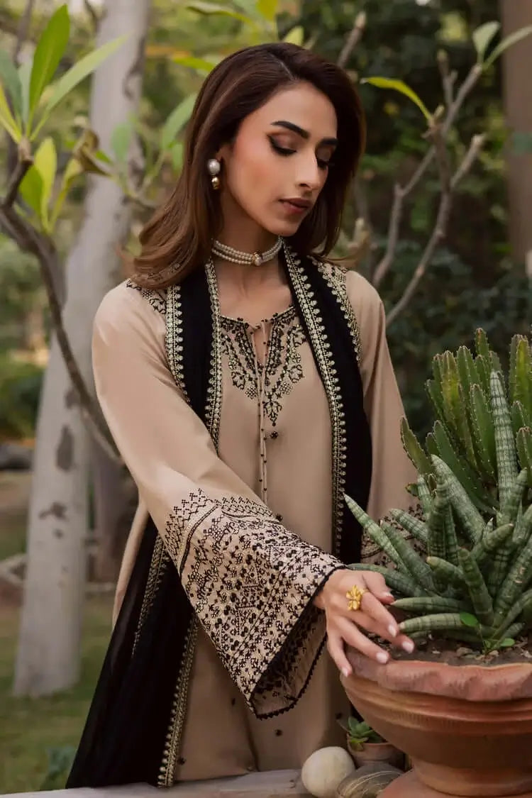 3 Piece Unstitched Heavy Embroidered Dhanak Suit with Heavy Embroidered Dhanak Wool Shawl