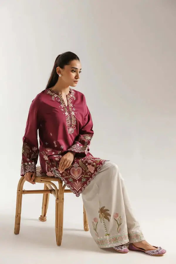 2 Piece Unstitched Heavy Embroidered Dhanak Suit