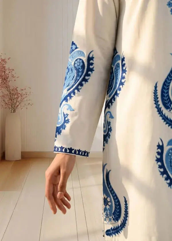 3 Piece Unstitched Heavy Embroidered Dhanak Suit with Printed Woolen Shawl