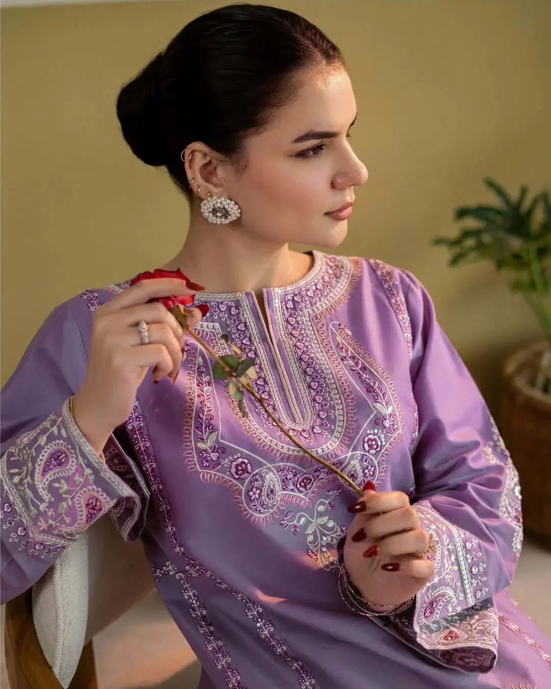 2 Piece Unstitched Heavy Embroidered Dhanak Suit