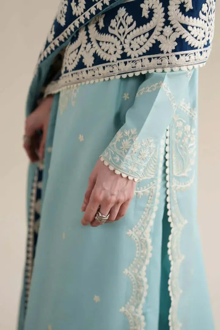 3 Piece Unstitched Heavy Embroidered Dhanak Suit with Four-sided Ready to Wear Embroidered Dhanak Shawl