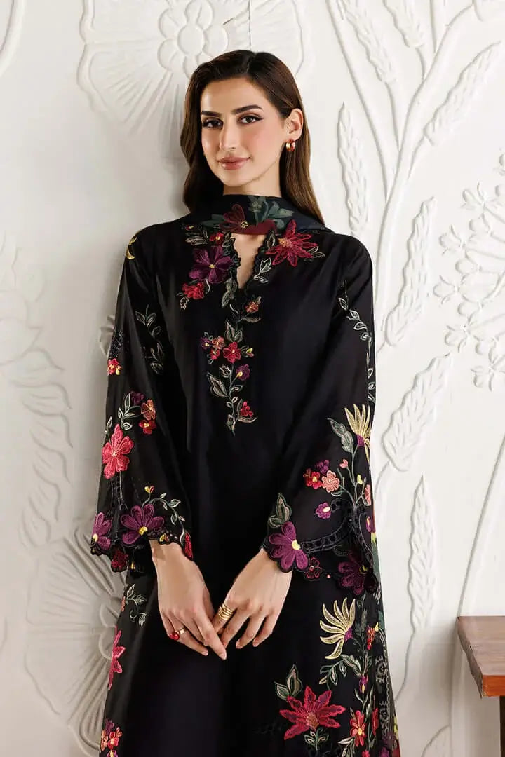 3 Piece Unstitched Heavy Embroidered Dhanak Suit with Printed Woolen Shawl