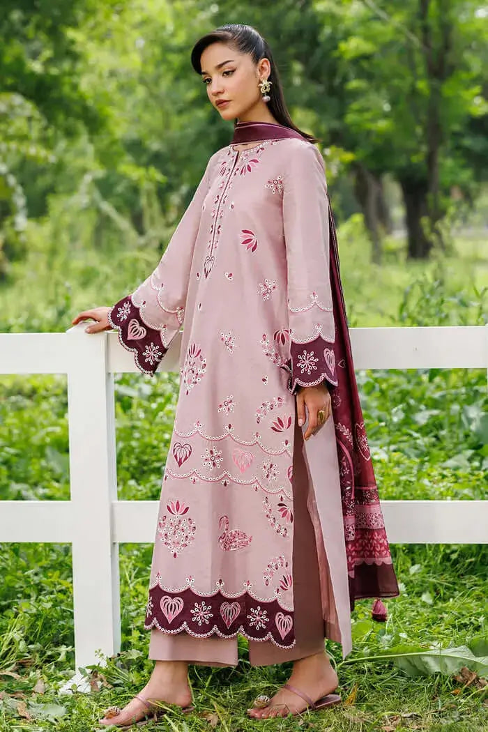 3 Piece Unstitched Heavy Embroidered Dhanak Suit with Printed Woolen Shawl