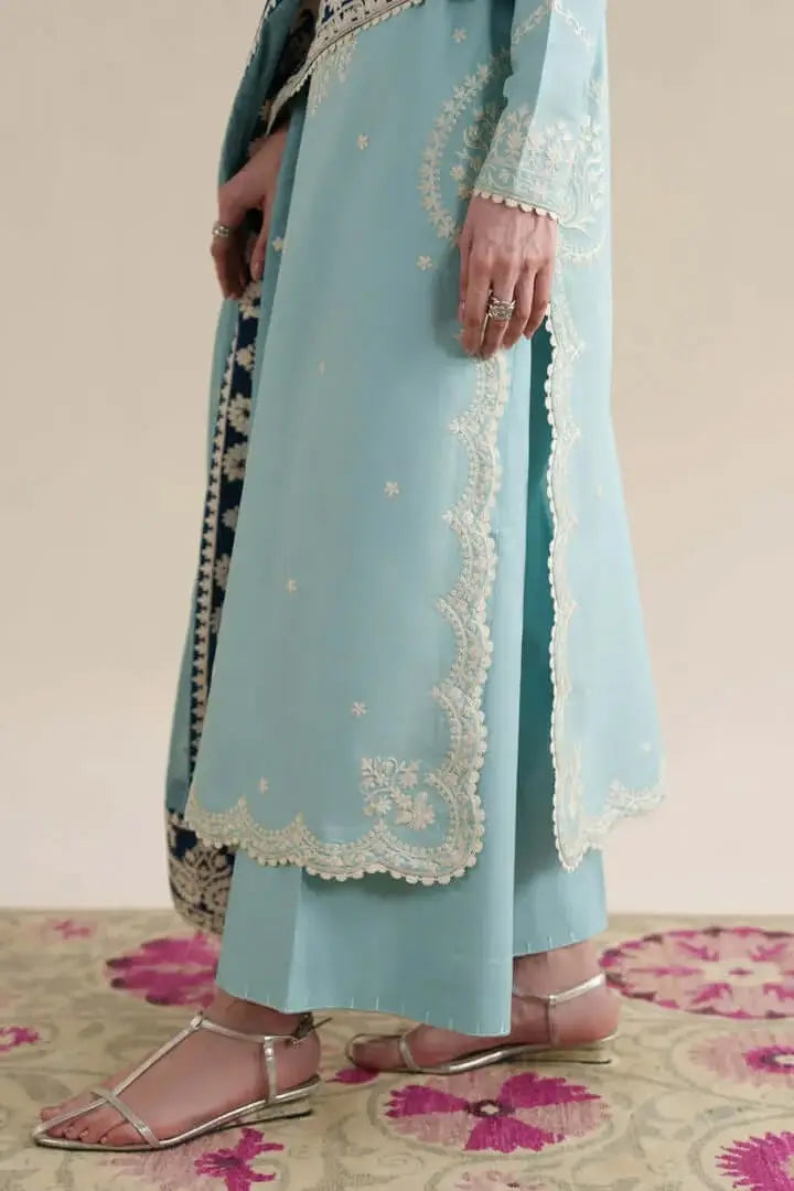 3 Piece Unstitched Heavy Embroidered Dhanak Suit with Four-sided Ready to Wear Embroidered Dhanak Shawl