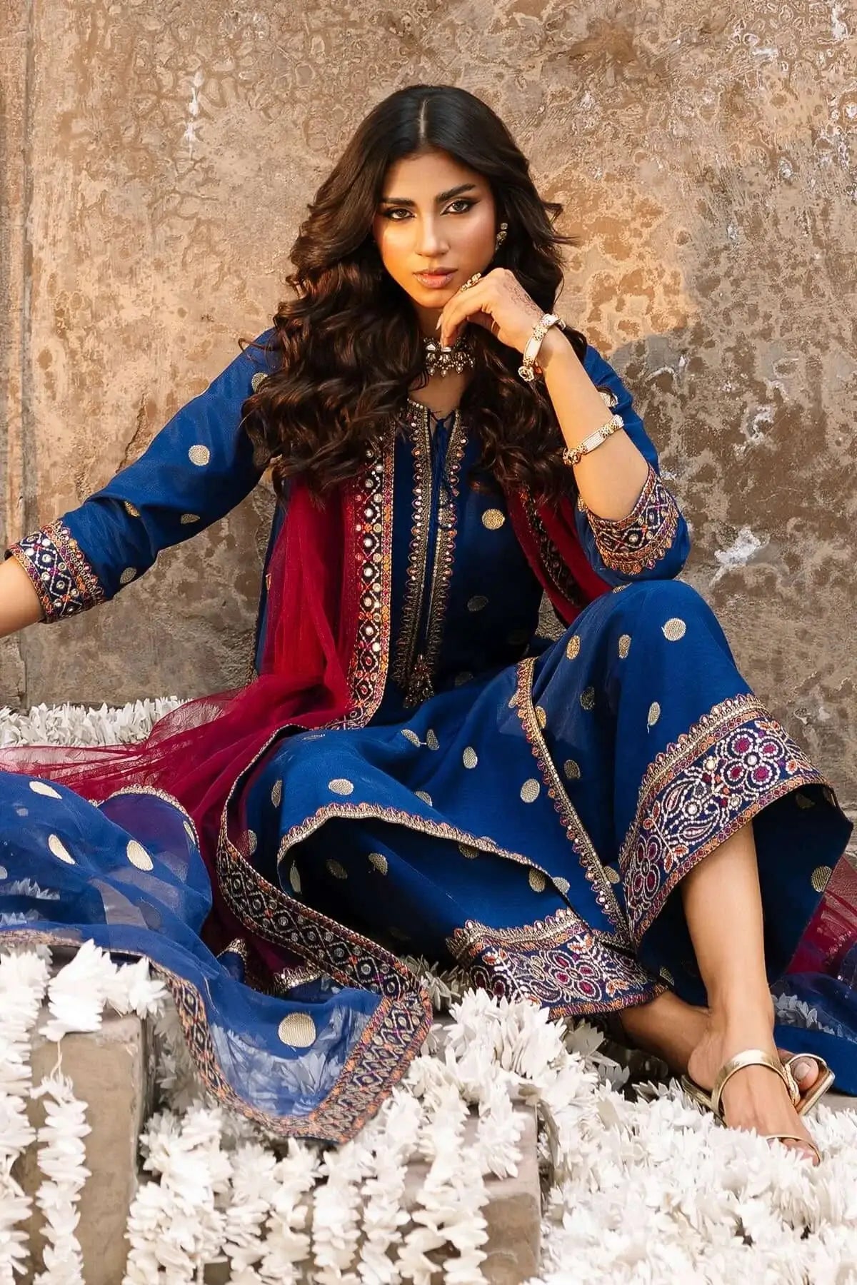 3 Piece Unstitched Heavy Embroidered Dhanak Suit with Four-sided Ready to Wear Embroidered Organza Dupatta