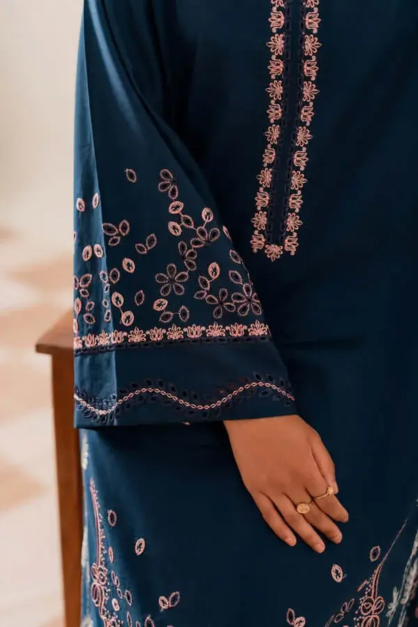 3 Piece Unstitched Heavy Embroidered Chickan Kari Dhanak Suit with Four-sided Ready to Wear Embroidered Dhanak Shawl