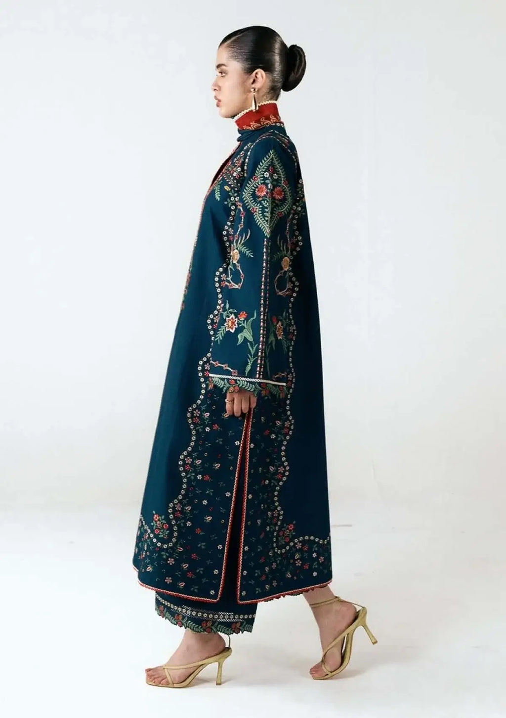 3 Piece Unstitched Heavy Embroidered Dhanak Suit with Printed Woolen Shawl