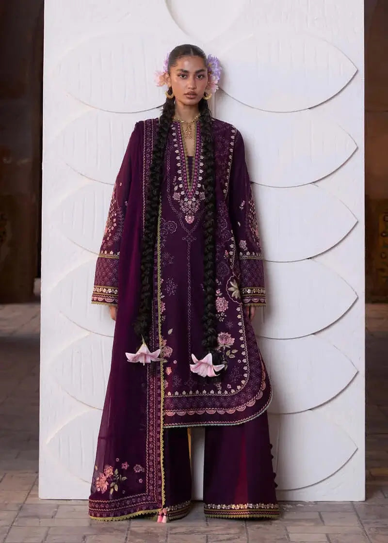 3 Piece Unstitched Heavy Embroidered Dhanak Suit with Four-sided Embroidered Dhanak Wool Shawl