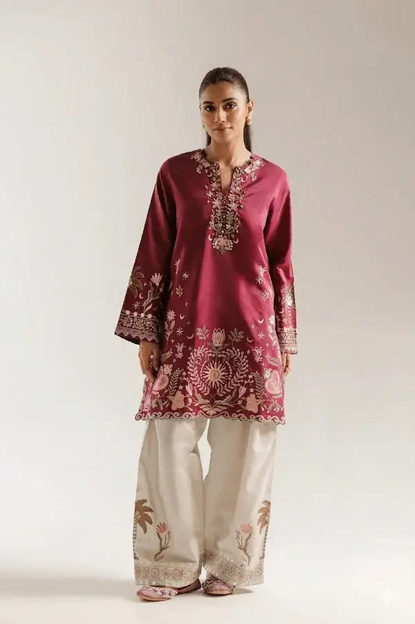 2 Piece Unstitched Heavy Embroidered Dhanak Suit