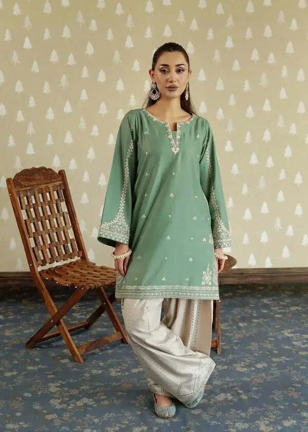 2 Piece Unstitched Heavy Embroidered Dhanak Suit